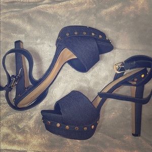 Jean studded heels